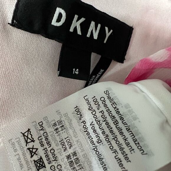 DKNY dress plus size 14 pink white tie-waist sleeveless‎ sheath spring casual - Picture 5 of 6